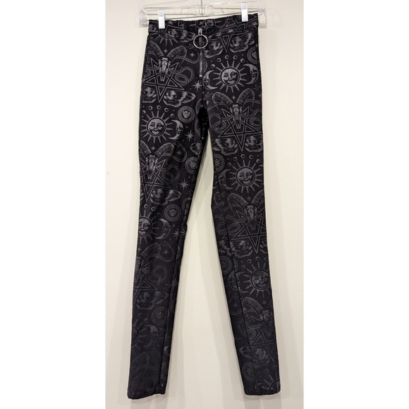 Killstar We Are the Weirdos Moon Sun Gothcore Skinny Pants Small - Picture 1 of 8